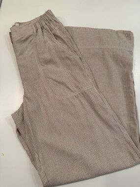 Max Studio Woman’s linen blend Pants in Light neutral Stripe